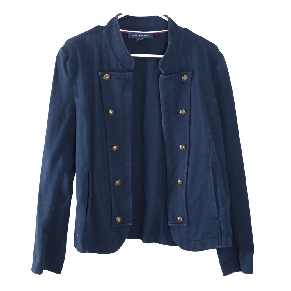 Tommy Hilfiger Navy Blue Military Lion Button Blazer Jacket Womens XL